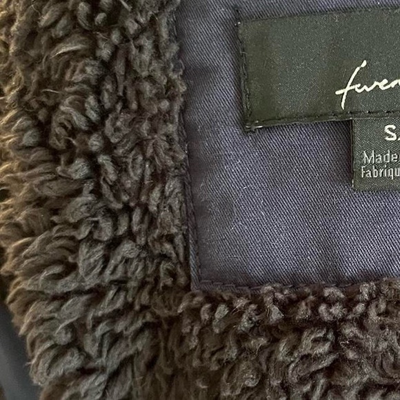 Forever 21 blue black utility jacket winter coat faux fur - Picture 4 of 4